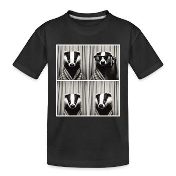 Bande photo vintage : Blaireau avec lunettes de soleil - T-shirt bio Premium Enfant - noir - Devant