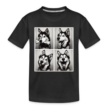 Funny Husky Photo Box - Chemise de chien vintage - T-shirt bio Premium Enfant - noir - Devant