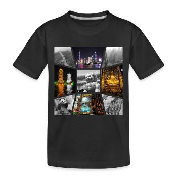 Chine Asie Collage Horizon Ville Métropole Art - T-shirt bio Premium Enfant - noir - Devant