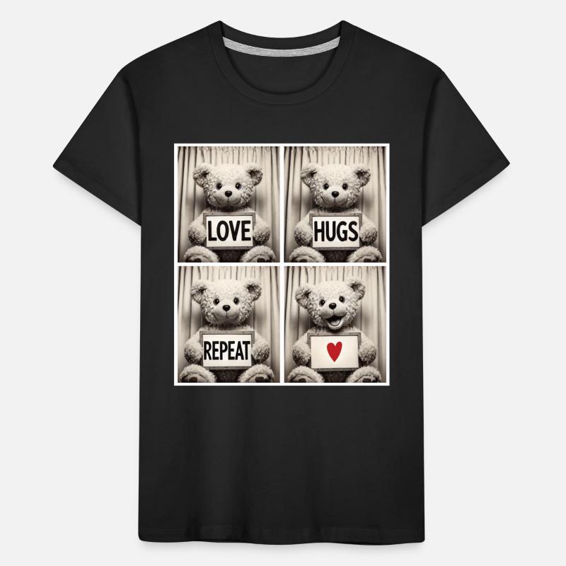 Teddybär – Love Hugs Repeat Kinder Premium Bio T-Shirt