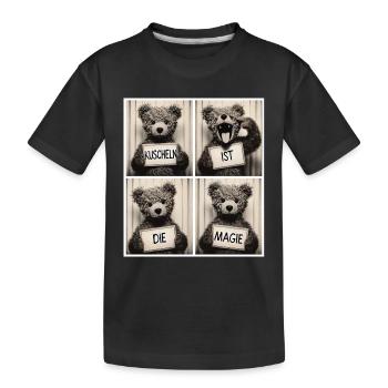 Teddybär – Kuscheln ist die Magie - Kinder Premium Bio T-Shirt - Schwarz - Vorne