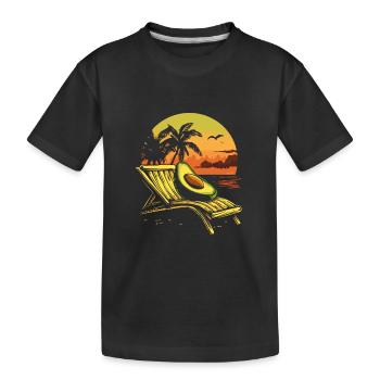 Avocado Sommer Strand Vintage - Kinder Premium Bio T-Shirt - Schwarz - Vorne