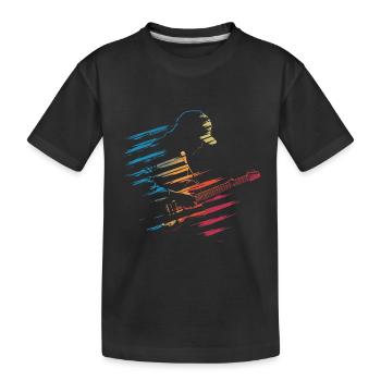 E-Gitarre Gitarre Gitarrist Silhouette Vintage - Kinder Premium Bio T-Shirt - Schwarz - Vorne