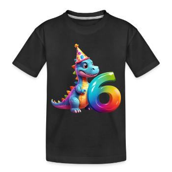 DINO 6 ANS DINOSAURE 6E ANNIVERSAIRE - T-shirt bio Premium Enfant - noir - Devant