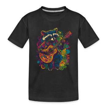 Raccoon Guitare Psychédélique Années 70 - T-shirt bio Premium Enfant - noir - Devant
