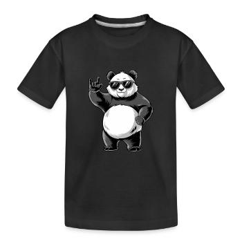 Retro Panda Rock Music Gift Men Kids - Kids' Premium Organic T-Shirt - black - Front