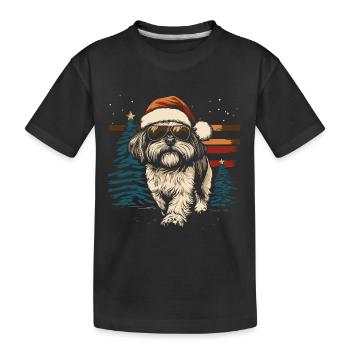 Cool Shi Tzu Christmas - Kids' Premium Organic T-Shirt - black - Front