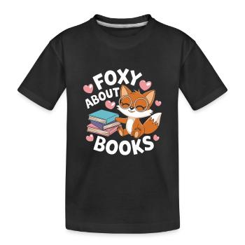 Süßer Fuchs mit Bücher lustiger Spruch - Kinder Premium Bio T-Shirt - Schwarz - Vorne