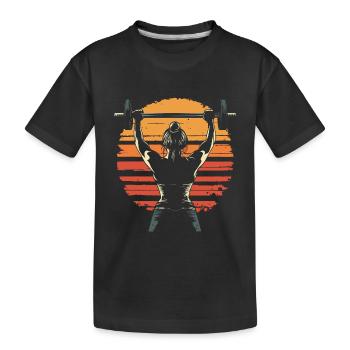 Kraftsport Gewichtheben Frau vintage Silhouette - Kinder Premium Bio T-Shirt - Schwarz - Vorne