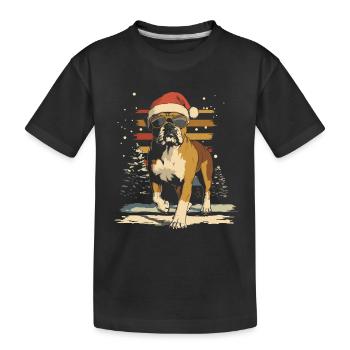 Boxeur allemand avec des lunettes de soleil à Noël - T-shirt bio Premium Enfant - noir - Devant