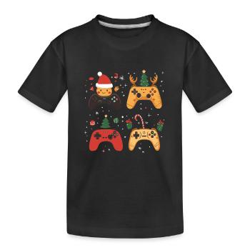 Manette de jeu avec décoration de Noël - T-shirt bio Premium Enfant - noir - Devant