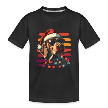 Chapeau de Père Noël et lunettes de soleil du braque de Weimar - T-shirt bio Premium Enfant - noir - Devant