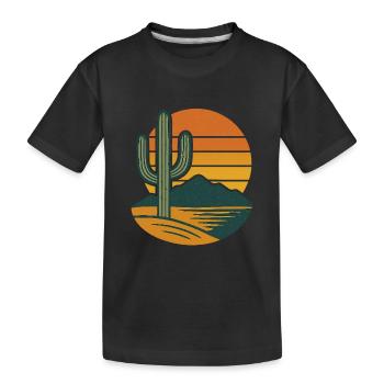 Desert Glow – Retro Silence - Kinder Premium Bio T-Shirt - Schwarz - Vorne