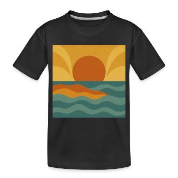 Sunset Flow – Retro Ocean Vibes - Kinder Premium Bio T-Shirt - Schwarz - Vorne