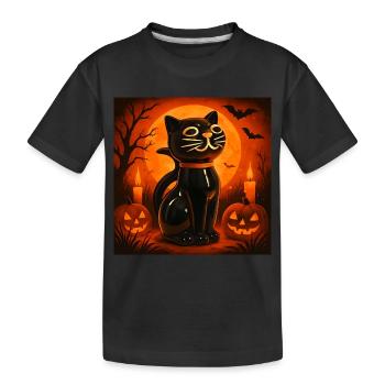 Grusel Katze Halloween Geschenk - Kinder Premium Bio T-Shirt - Schwarz - Vorne