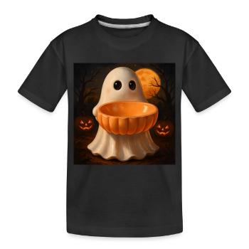 Grusel Halloween Geist Geschenk - Kinder Premium Bio T-Shirt - Schwarz - Vorne