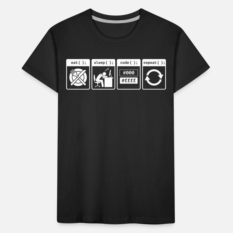 Eat Sleep Code Repeat – Coder Workflow Design Kinder Premium Bio T-Shirt