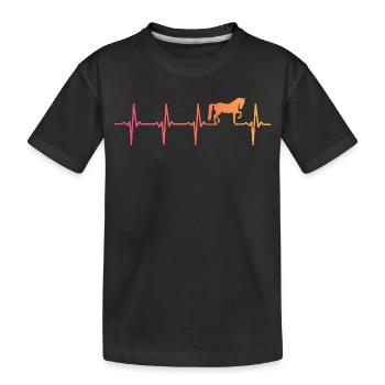 sunset cheval battement de coeur chevaux   - T-shirt bio Premium Enfant - noir - Devant