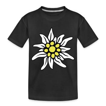 EDELWEISS BLÜTE - Kinder Premium Bio T-Shirt - Schwarz - Vorne