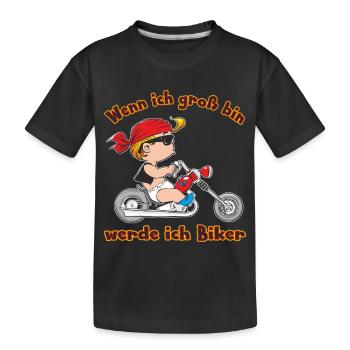 Wenn ich groß bin werd ich Biker - RAHMENLOS Baby - Kinder Premium Bio T-Shirt - Schwarz - Vorne