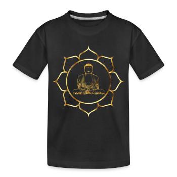 Buddha Meditation Wellness Relax als Geschenk - Kinder Premium Bio T-Shirt - Schwarz - Vorne