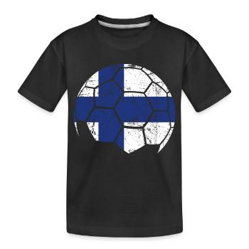 Finland Soccer Ball Fußball - Kinder Premium Bio T-Shirt - Schwarz - Vorne