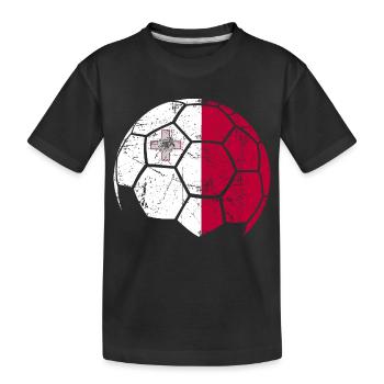 Malta Soccer Ball Fußball - Kinder Premium Bio T-Shirt - Schwarz - Vorne