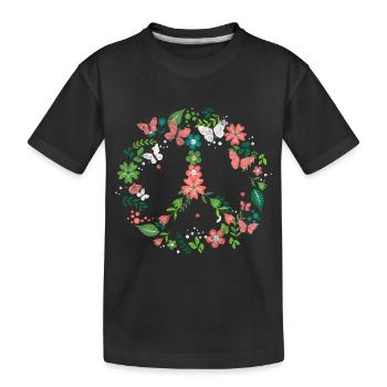 Signe de paix fleurs cadeau papillon - T-shirt bio Premium Enfant - noir - Devant