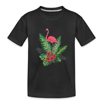 Tropical flamingo - Kids' Premium Organic T-Shirt - black - Front