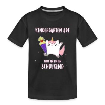 Caticorn Schulkind - Kinder Premium Bio T-Shirt - Schwarz - Vorne