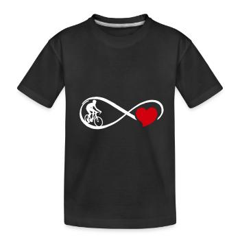 I love cycling bike heart cycling wheel - Kids' Premium Organic T-Shirt - black - Front