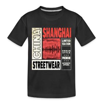 Shanghai China Asia City Skyline Travel Holiday - Kids' Premium Organic T-Shirt - black - Front