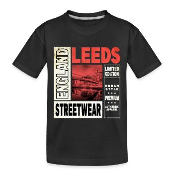 Leeds England UK City Skyline Vintage Retro - Kids' Premium Organic T-Shirt - black - Front