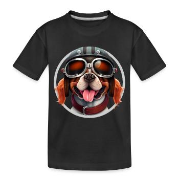Motard Chien Casque de Moto Tête de motocycliste - T-shirt bio Premium Enfant - noir - Devant