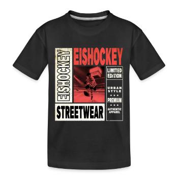Eishockey Spieler Sport Fan Team Vintage Retro - Kinder Premium Bio T-Shirt - Schwarz - Vorne