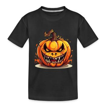 Halloween Kürbis Kopf Gruselig Gespenstisch Horror - Kinder Premium Bio T-Shirt - Schwarz - Vorne