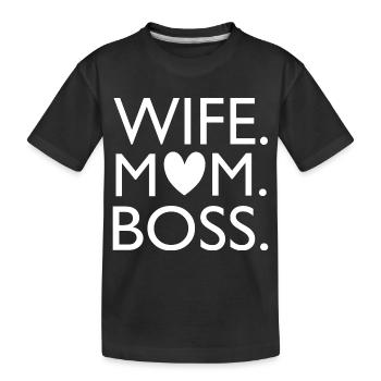wife mom - Kids' Premium Organic T-Shirt - black - Front