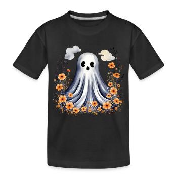 Cute little ghost - Kids' Premium Organic T-Shirt - black - Front