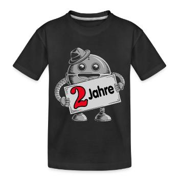 Ich bin 2 Jahre zweiter Geburtstag kleiner Roboter - Kinder Premium Bio T-Shirt - Schwarz - Vorne