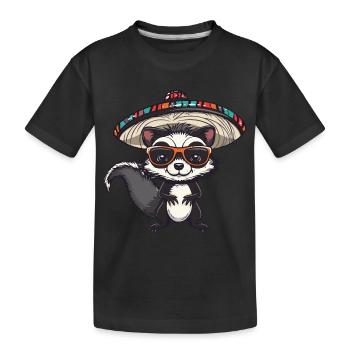 Stinktier Lustig Sombrero - Kinder Premium Bio T-Shirt - Schwarz - Vorne