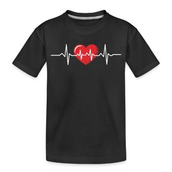 Herzschlag Kardiogramm Design - Kinder Premium Bio T-Shirt - Schwarz - Vorne