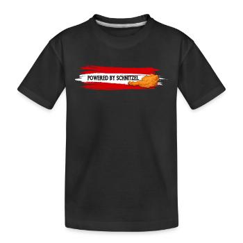 Powered By Schnitzel Austria Humor Shirt - Kids' Premium Organic T-Shirt - black - Front