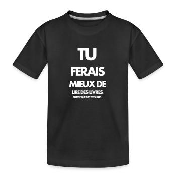 Lire des livres - T-shirt bio Premium Enfant - noir - Devant