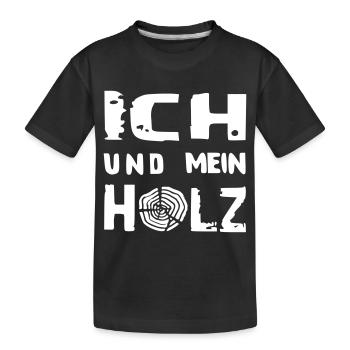ich und mein - HOLZ - Kinder Premium Bio T-Shirt - Schwarz - Vorne