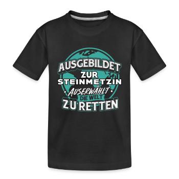 Steinmetzin Steinhauerin Grabstein Geschenk - Kinder Premium Bio T-Shirt - Schwarz - Vorne