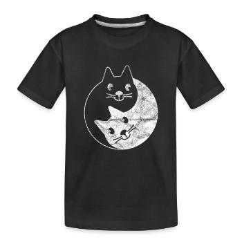 Yin Yang Gift Cat Spirituality Balance - Kids' Premium Organic T-Shirt - black - Front