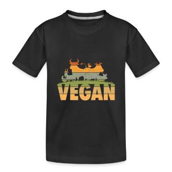 Veganer | Tierschutz Vegan Veganerin Geschenkideen - Kinder Premium Bio T-Shirt - Schwarz - Vorne