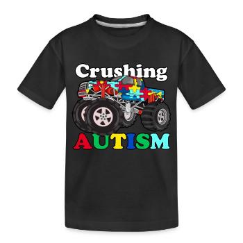 Crushing Autism Monster Truck shirt - Kids' Premium Organic T-Shirt - black - Front