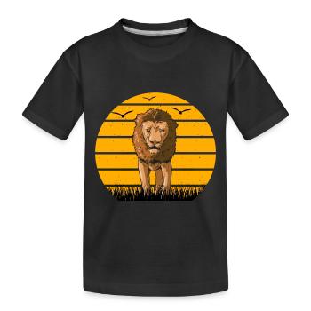 Löwe Sonne Landschaft Majestätisch T-shirt - Kinder Premium Bio T-Shirt - Schwarz - Vorne
