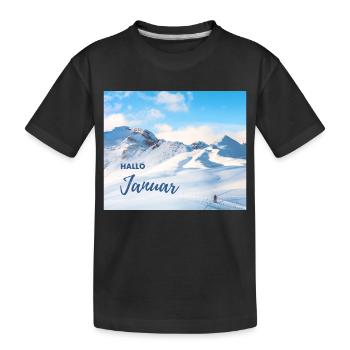 Hallo Januar - Kinder Premium Bio T-Shirt - Schwarz - Vorne